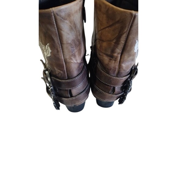Mark Nason Rock Lives Western Embroidery Roses Distressed Leather Ankle Boot 9 - Picture 11 of 14